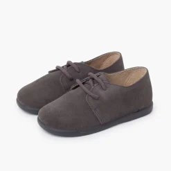 Menina Pisamonas Bluchers Camurca Atacadores Menino Sola Fina