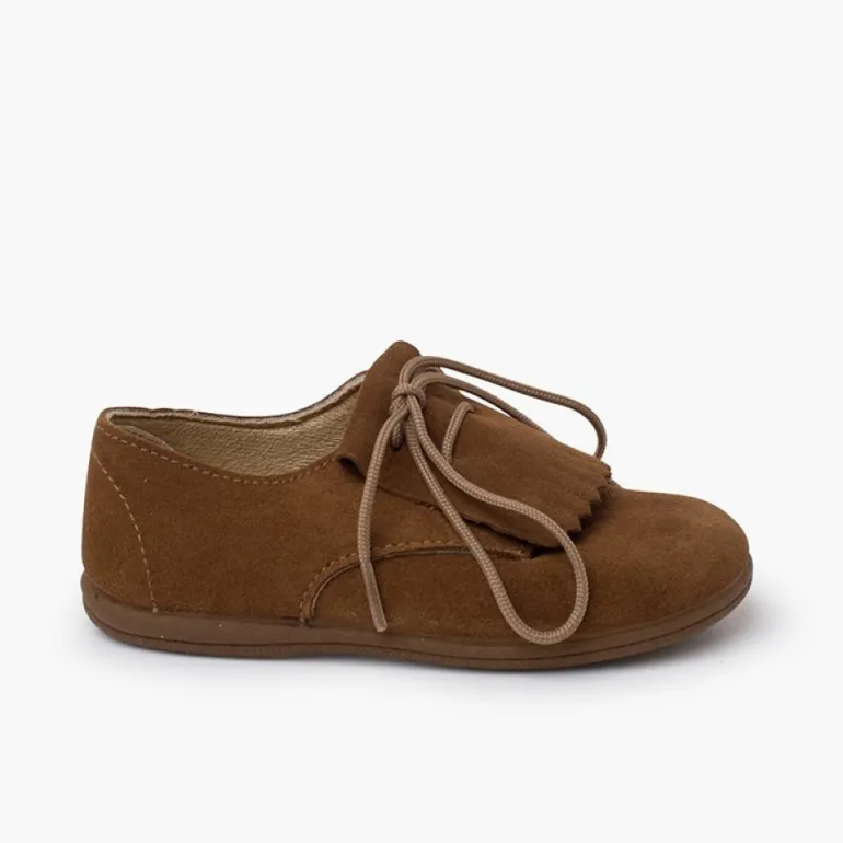 Menina Pisamonas Bluchers Camurca Lingueta Franjas