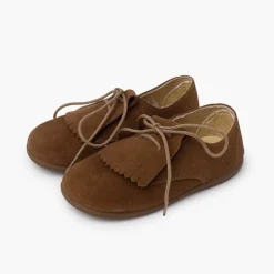 Menina Pisamonas Bluchers Camurca Lingueta Franjas