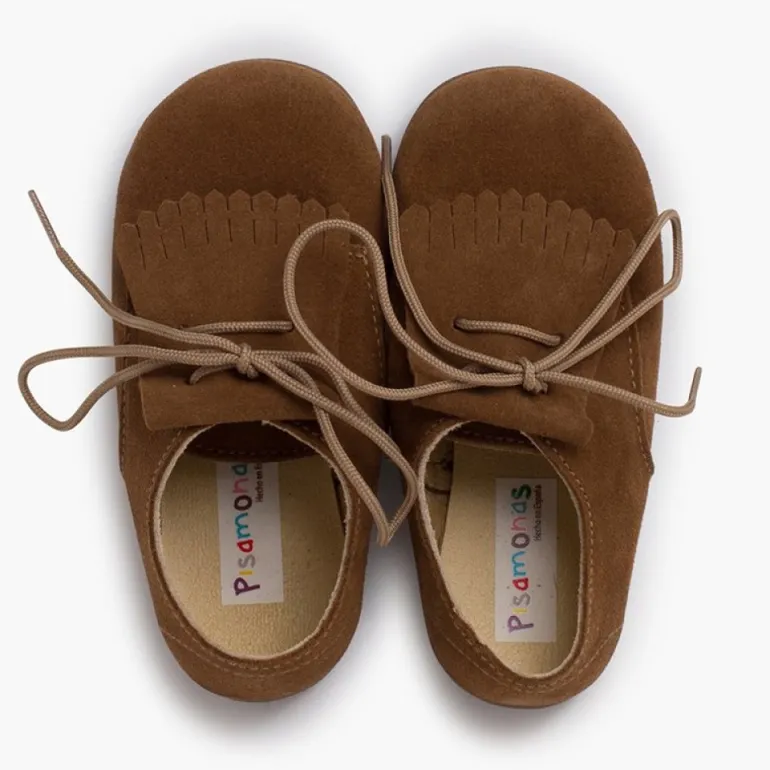 Menina Pisamonas Bluchers Camurca Lingueta Franjas