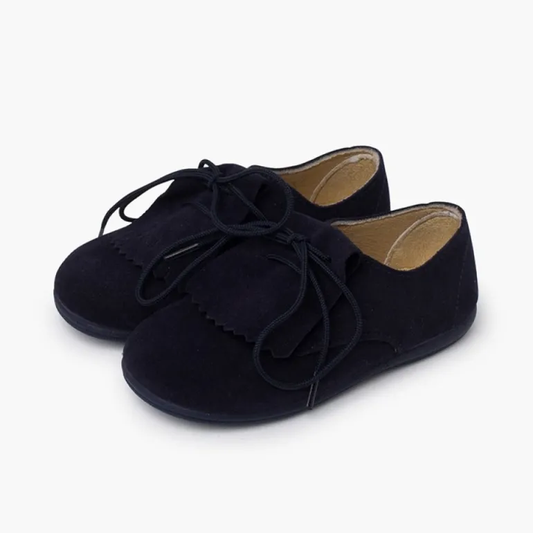 Menina Pisamonas Bluchers Camurca Lingueta Franjas