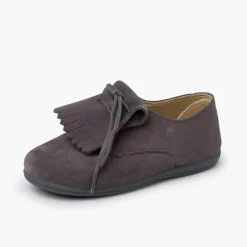 Menina Pisamonas Bluchers Camurca Lingueta Franjas