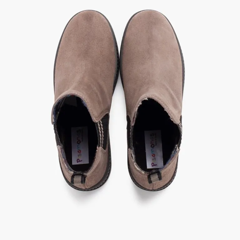 Menina Pisamonas Bota Camurca Elastico Lateral Meia Riscas