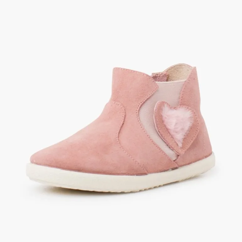 Menina Pisamonas Bota Elastico Lateral Coracao Pelinho