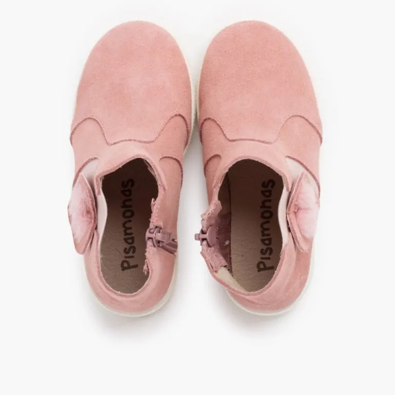 Menina Pisamonas Bota Elastico Lateral Coracao Pelinho