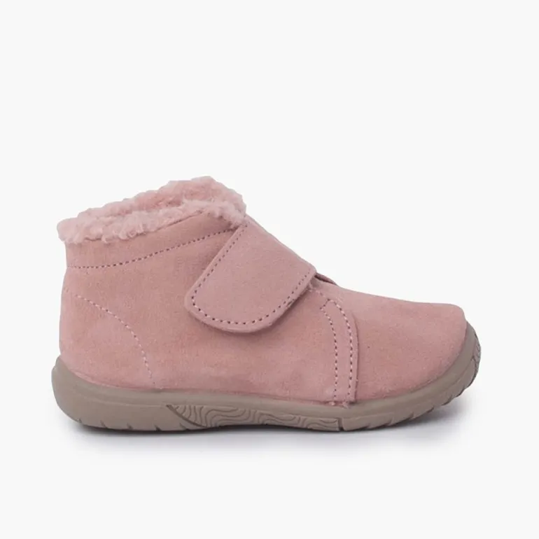 Menina Pisamonas Bota Rebordo Felpudo E Tira Aderente