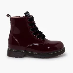 Menina Pisamonas Botas Atacadores Veludo Tipo Verniz Garvalin