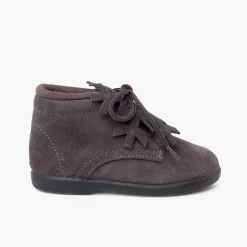 Menino Pisamonas Botas Camurca Atacadores Adorno Floco