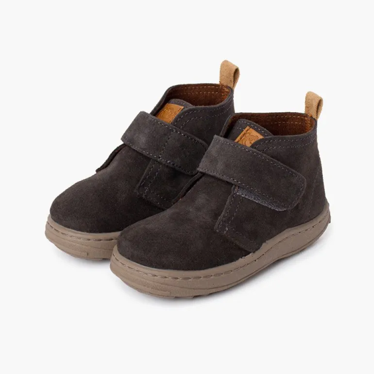 Menino Pisamonas Botas Camurca Criancas Sola Sport Tira Aderente