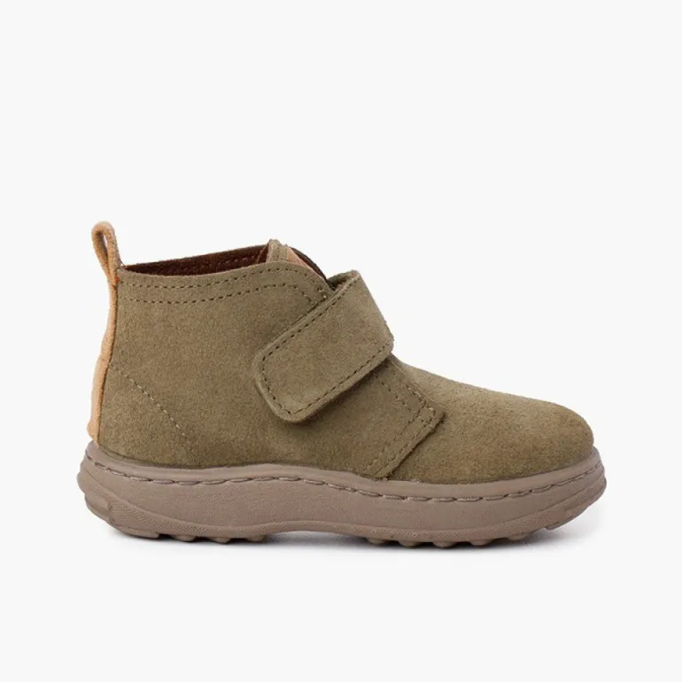 Menino Pisamonas Botas Camurca Criancas Sola Sport Tira Aderente