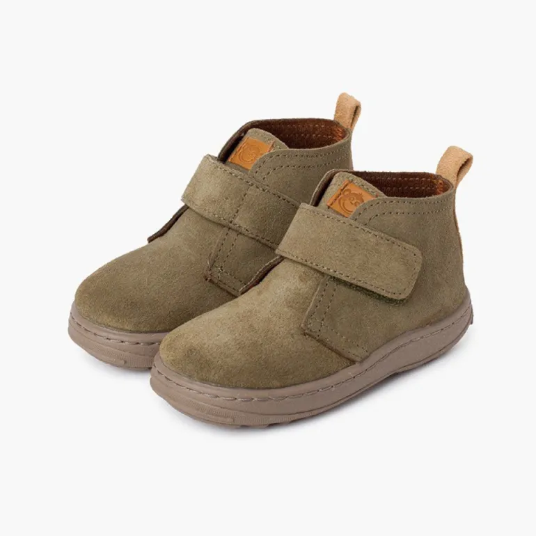 Menino Pisamonas Botas Camurca Criancas Sola Sport Tira Aderente