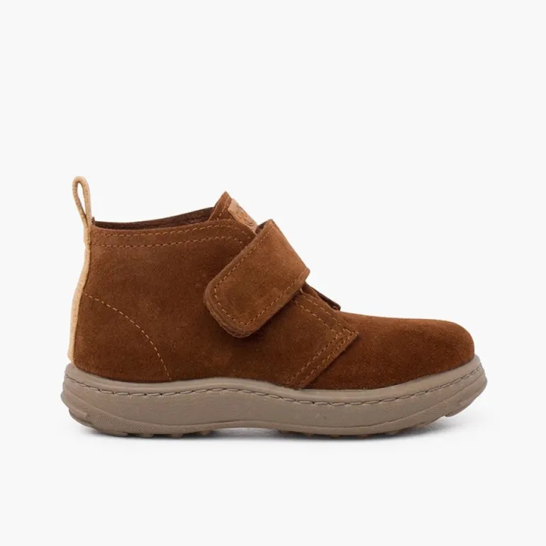 Menino Pisamonas Botas Camurca Criancas Sola Sport Tira Aderente