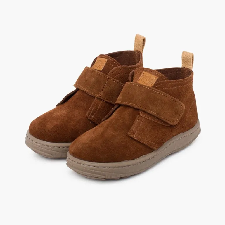 Menino Pisamonas Botas Camurca Criancas Sola Sport Tira Aderente
