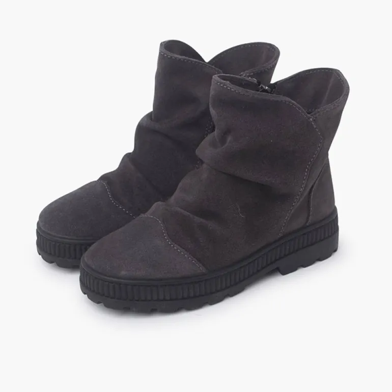 Menina Pisamonas Botas Camurca Efeito Enrugado
