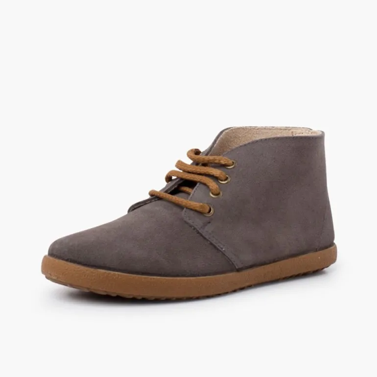 Menina Pisamonas Botas Camurca Estilo Safari Contraste