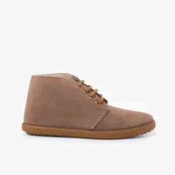 Menina Pisamonas Botas Camurca Estilo Safari Contraste