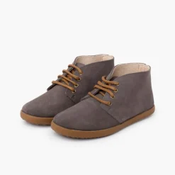 Menina Pisamonas Botas Camurca Estilo Safari Contraste