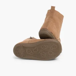 Menina Pisamonas Botas Camurca Fecho-Eclair Atacadores De Cetim