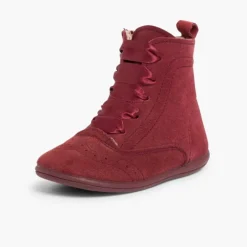 Menina Pisamonas Botas Camurca Fecho-Eclair Atacadores De Cetim