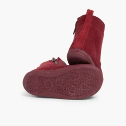 Menina Pisamonas Botas Camurca Fecho-Eclair Atacadores De Cetim