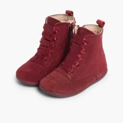 Menina Pisamonas Botas Camurca Fecho-Eclair Atacadores De Cetim