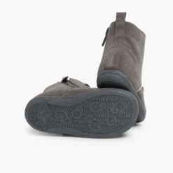 Menina Pisamonas Botas Camurca Fecho-Eclair Atacadores De Cetim