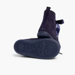 Menina Pisamonas Botas Camurca Fecho-Eclair Atacadores De Cetim