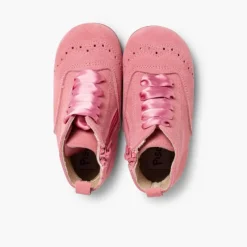 Menina Pisamonas Botas Camurca Fecho-Eclair Atacadores De Cetim