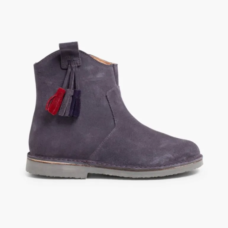 Menina Pisamonas Botas Com Berloques E Fecho-Eclair