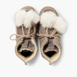 Menina Pisamonas Botas Com Pompons Camurca Menina