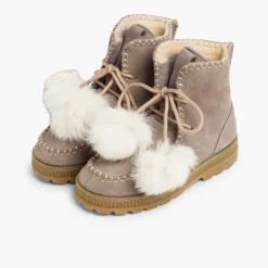 Menina Pisamonas Botas Com Pompons Camurca Menina