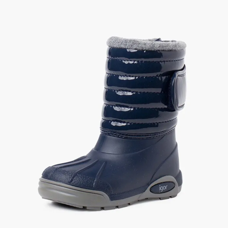 Menina Pisamonas Botas De Neve Verniz Forro Pelo Fecho Ajustavel