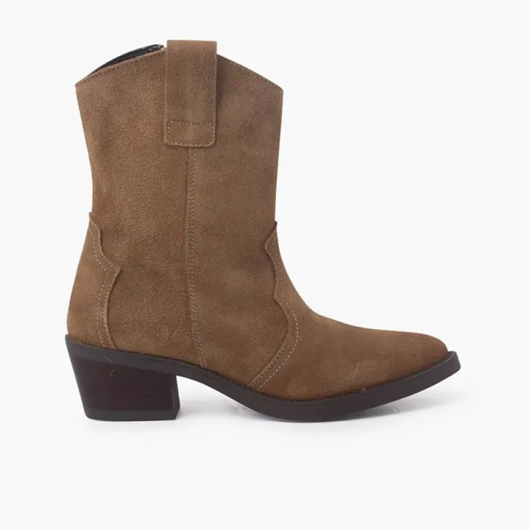 Menina Pisamonas Botas Estilo Country Camurca