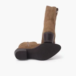 Menina Pisamonas Botas Estilo Country Camurca