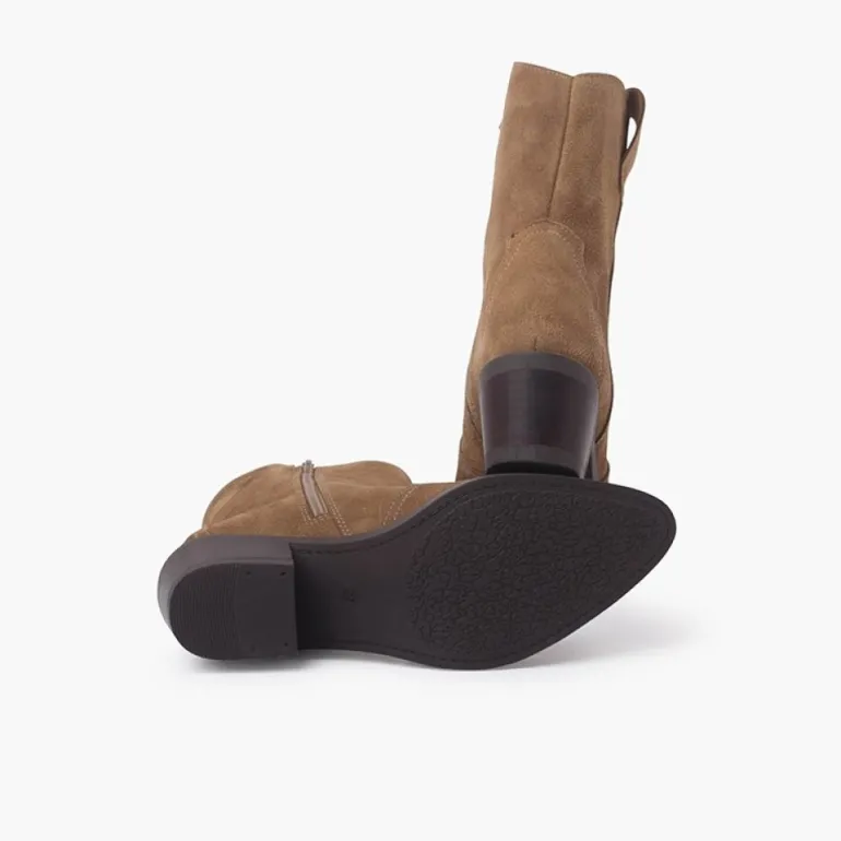 Menina Pisamonas Botas Estilo Country Camurca