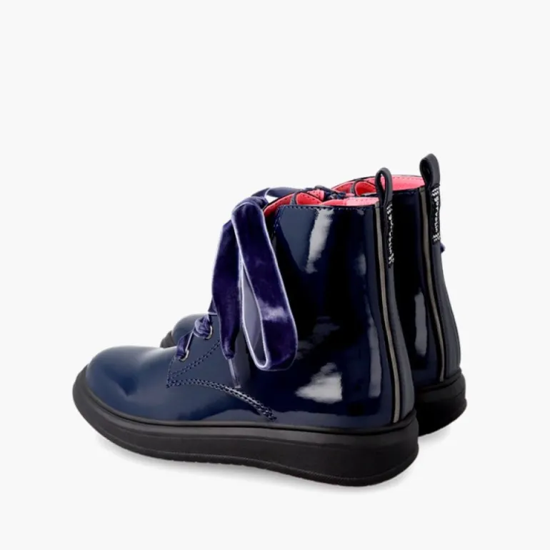 Menina Pisamonas Botas Fecho-Eclair Acabamento Verniz Garvalin