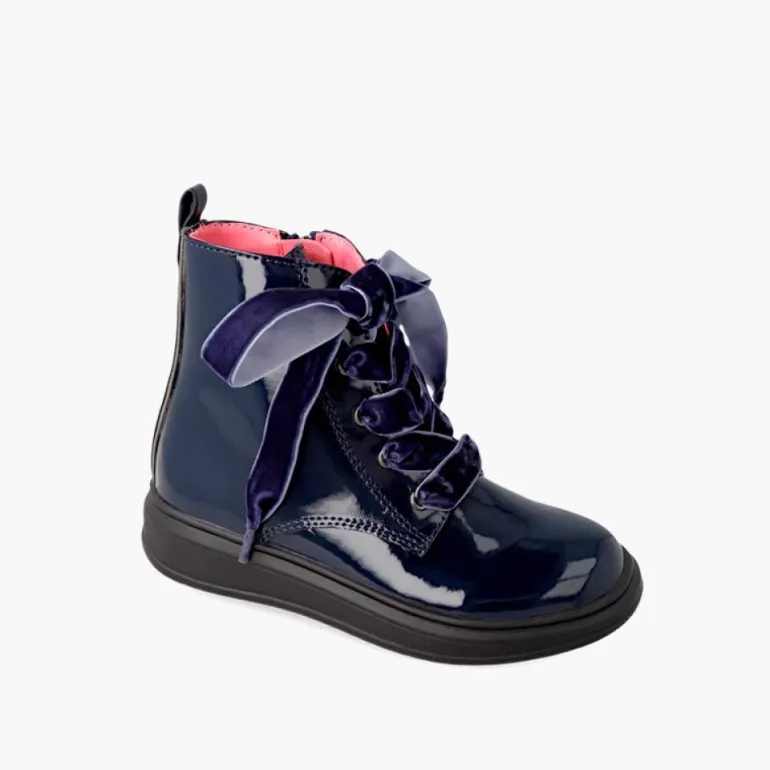 Menina Pisamonas Botas Fecho-Eclair Acabamento Verniz Garvalin