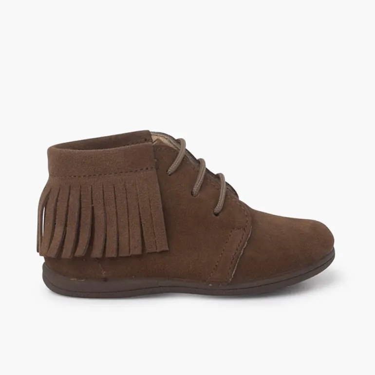 Menina Pisamonas Botas Franjas Atacadores Primeiros Passos