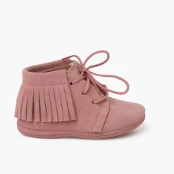 Menina Pisamonas Botas Franjas Atacadores Primeiros Passos