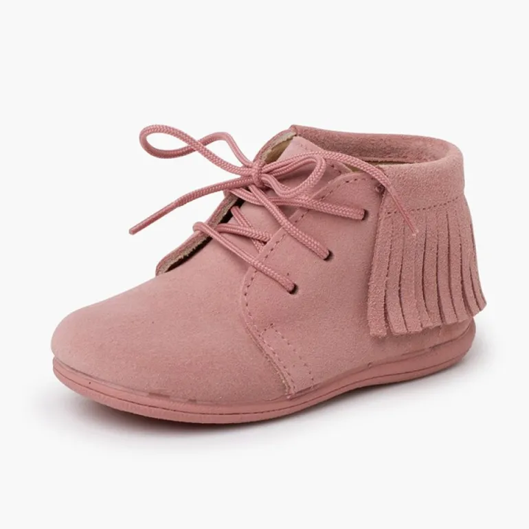 Menina Pisamonas Botas Franjas Atacadores Primeiros Passos