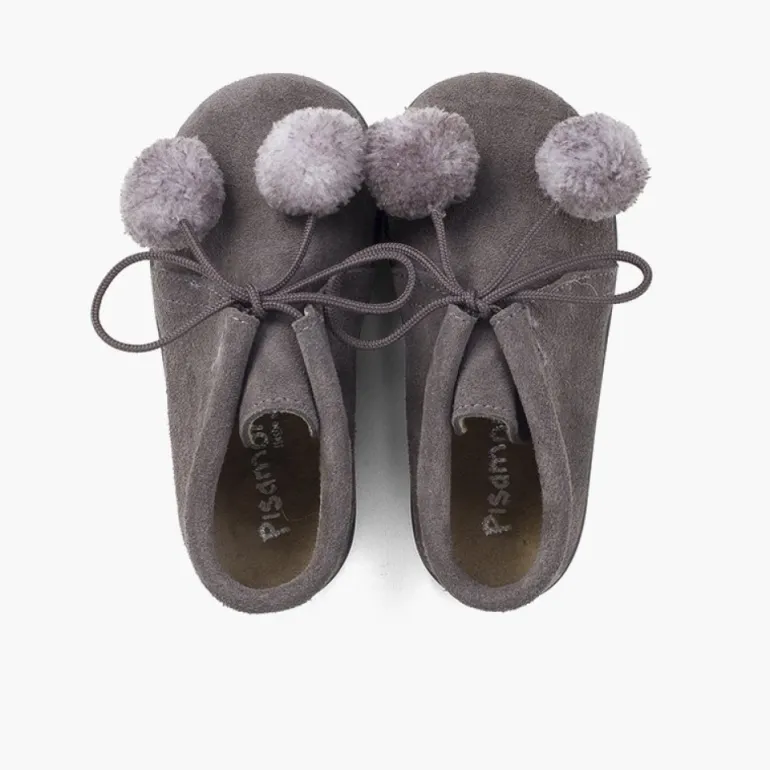 Menina Pisamonas Botas Infantis Com Pompons