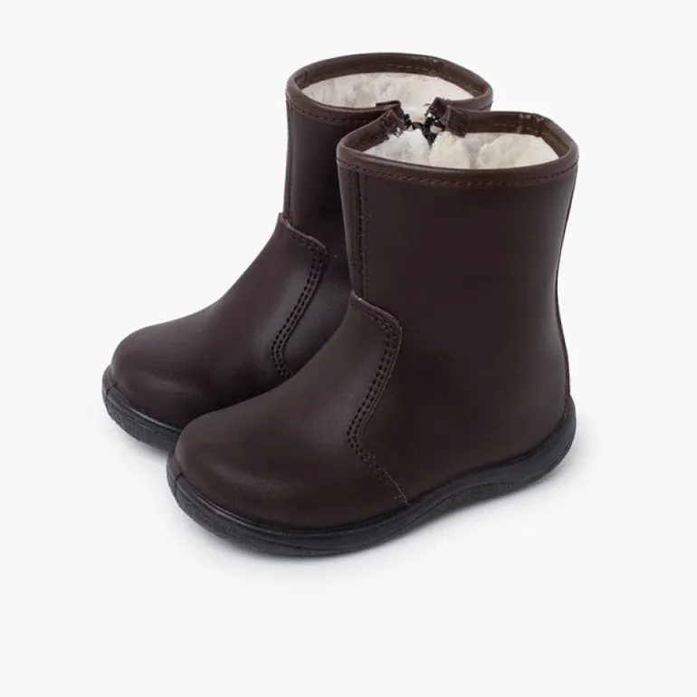 Menina Pisamonas Botas Lisas Pele Lavavel Criancas
