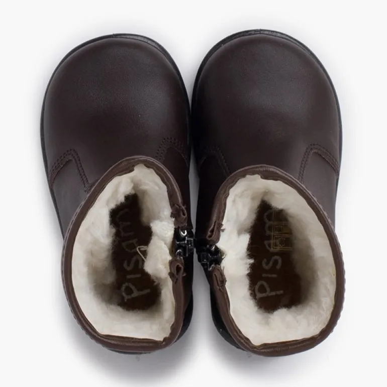 Menina Pisamonas Botas Lisas Pele Lavavel Criancas