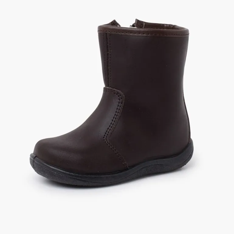 Menina Pisamonas Botas Lisas Pele Lavavel Criancas