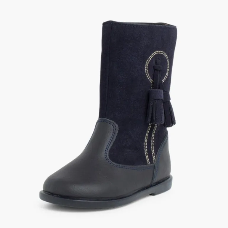 Menina Pisamonas Botas Menina Pele E Camurca Berloques