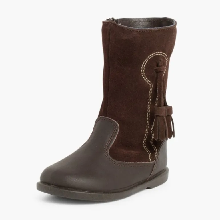 Menina Pisamonas Botas Menina Pele E Camurca Berloques