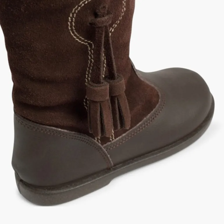 Menina Pisamonas Botas Menina Pele E Camurca Berloques