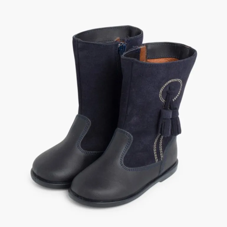 Menina Pisamonas Botas Menina Pele E Camurca Berloques