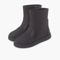 Menina Pisamonas Botas Pele Com Reforco E Fecho-Eclair Lateral