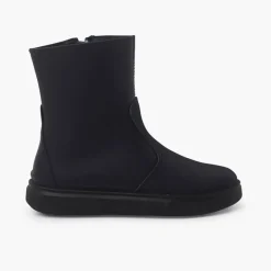 Menina Pisamonas Botas Pele Com Reforco E Fecho-Eclair Lateral
